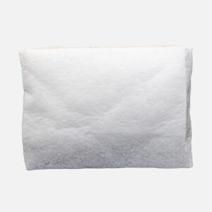 a white breathable custom cover, square shaped, fabric cover for a printer placed on a white background